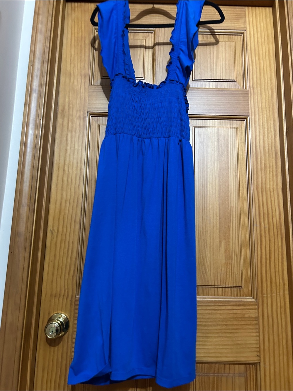 Just My Size Royal Blue Midi Dress with Ruffled Straps